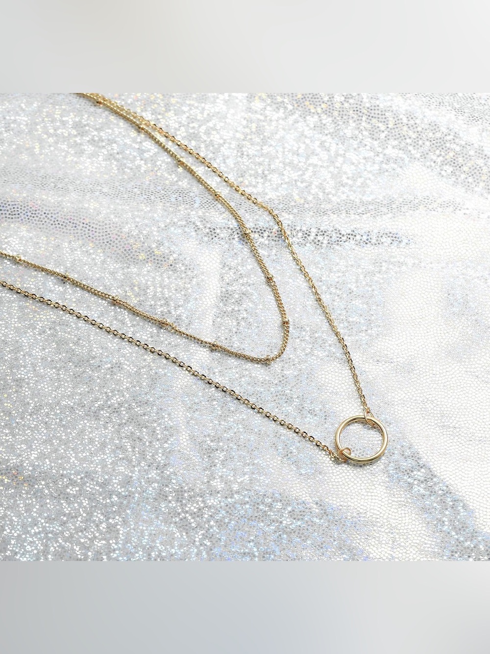 Gold Layered Circle Pendant Necklace - Women Jewelry